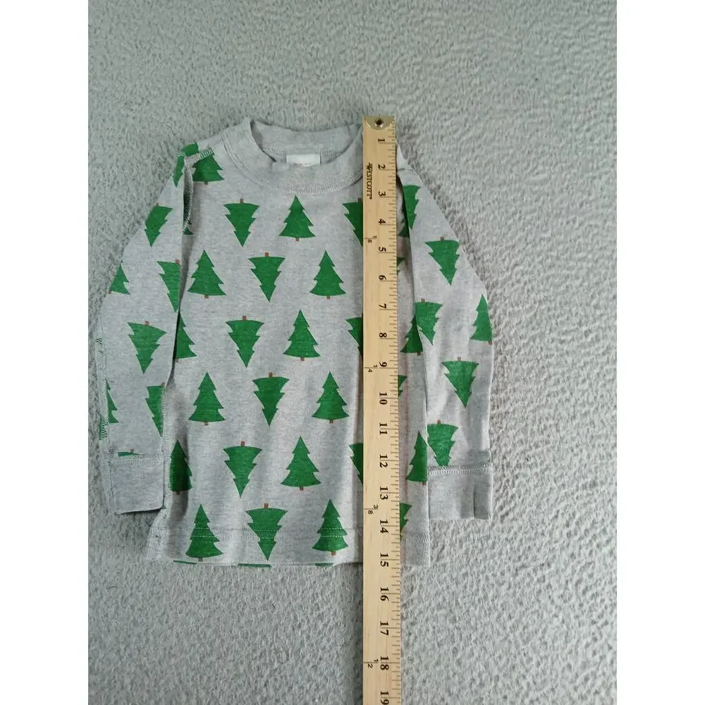 Hanna Andersson Pajamas Set 90 US 3T Gray Christmas Trees Winter Organic Cotton